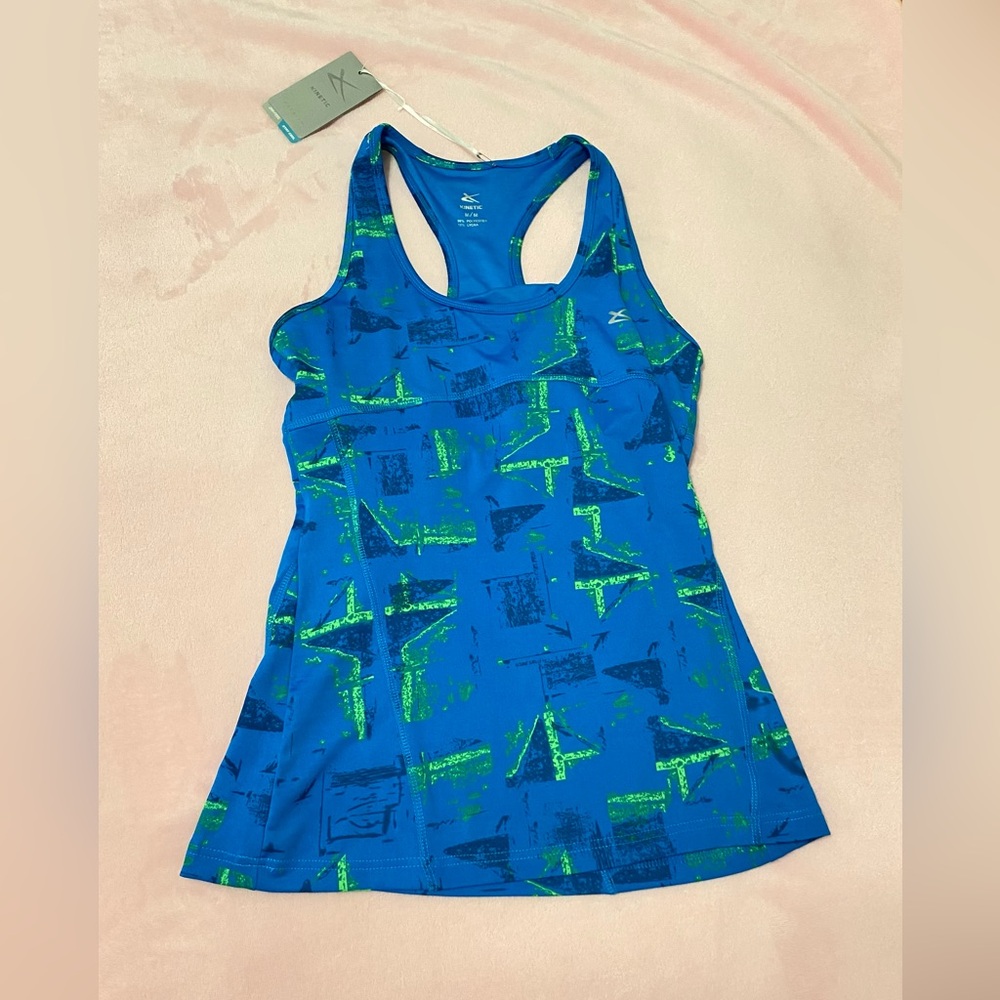 Athletic Blue and Neon Green Sports Tank Top